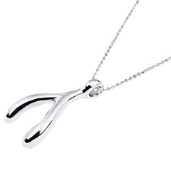 Silver Wishbone Lucky Charm Pendant Necklace, Necklace, $ 14.99, A Moment Of Now™