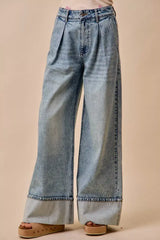 SO ME Mid Rise Plated Wid Leg Denim Jean | Boutique In USA, Jeans, $ 68.00, A Moment Of Now™
