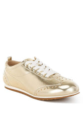 Yorika Gold Studded Metallic Pleather Sneakers, Sneakers, $ 87.95, A Moment Of Now™