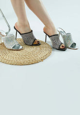 Farasha AB Rhinestone Slip-On Stiletto Heels Sandals, Heeled Sandals, $ 99.99, A Moment Of Now™