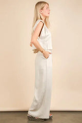 Oatmeal Solid Woven Top & Pants Set | Stylish Outfit, Outfit Sets, $ 55.00, A Moment Of Now™