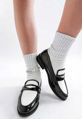 Bugle Duo Tone Black And White Penny Loafers, Loafers, $ 59.00, A Moment Of Now™