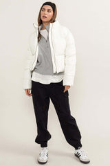 Cream White Quilted Puffer Jacket - Stylish Comfort, Jackets, $ 63.00, A Moment Of Now™