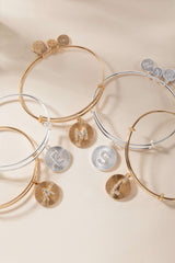 Initial M Pave Starburst Texture Bangle | Boutique In USA, Bracelets, $ 28.00, A Moment Of Now™