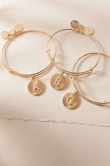 Initial C Pave Starburst Texture Bangle | Boutique In USA, Bracelets, $ 28.00, A Moment Of Now™