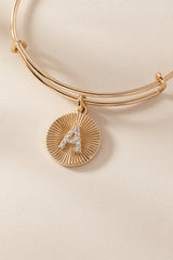Initial A Pave Starburst Texture Bangle, Bracelets, $ 28.00, A Moment Of Now™