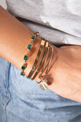 May Birthstone Emerald Cut Bangle | Boutique In USA, Bracelets, $ 34.00, A Moment Of Now™