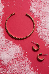 Gold Beaded Huggie Hoop Earring, Earrings, $ 28.00, A Moment Of Now™