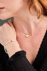 Pearl Heart Duo Charm Necklace, Necklaces, $ 44.00, A Moment Of Now™