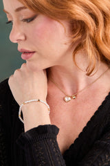 Heart and Pearl Stretch Bracelet, Bracelets, $ 34.00, A Moment Of Now™
