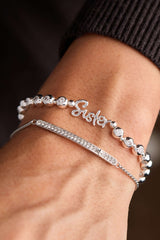 Sister Elongated Crystal Stretch Bracelet, Bracelets, $ 44.00, A Moment Of Now™