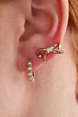 Bow Studs and Pearl Hoop Coquette Earring Set of 2, Earrings, $ 21.90, A Moment Of Now™