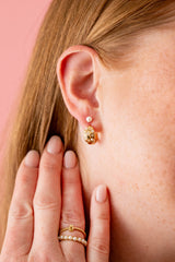 Pearl and Crystal Huggie Hoop Earrings, Earrings, $ 34.00, A Moment Of Now™