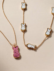 PEEPS® Pink Crystal Bunny Pendant Necklace, Necklaces, $ 44.00, A Moment Of Now™