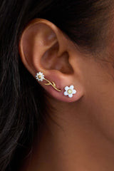 Daisy Flower Stud and Huggie Hoop Earring Set of 3 | Boutique In USA, Earrings, $ 58.00, A Moment Of Now™