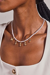 'Wifey' Bubble And Beaded Pearl Necklace, Necklaces, $ 68.00, A Moment Of Now™