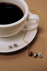 Coffee Bean 'Happiness, Wealth, Health' Engraved Pendant Necklace, Necklaces, $ 48.00, A Moment Of Now™