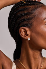 Coffee Bean Pave Crystal Stud Earrings