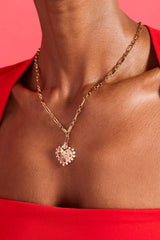 Puffy Heart Gemstone And Pearl Pendant Necklace, Necklaces, $ 54.00, A Moment Of Now™