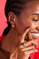 Puffy Heart Gemstone And Pearl Statement Ring