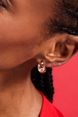Gemstone Puffy Huggie Hoop Earrings, Earrings, $ 34.00, A Moment Of Now™