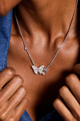 Glass Butterfly Inline Necklace, Necklaces, $ 48.00, A Moment Of Now™