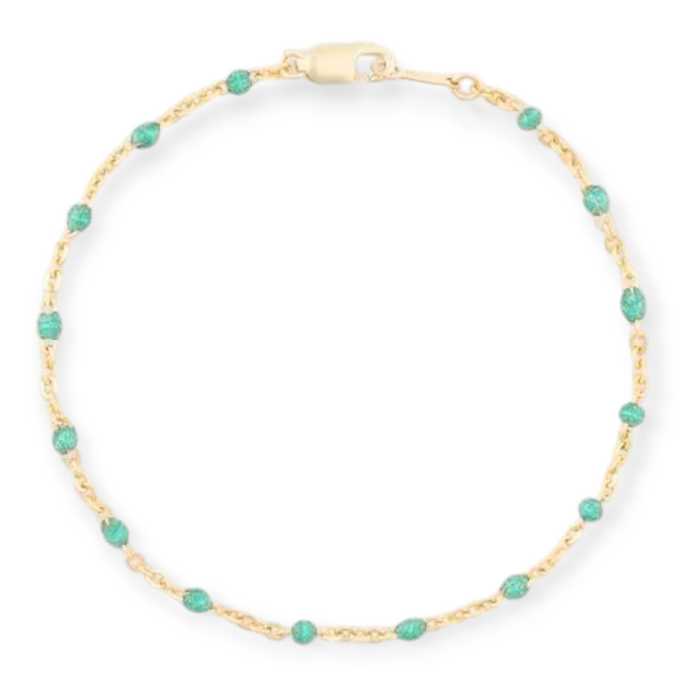 Turquoise Daisy Bracelet | 14K Gold Filled Enamel Chain, Bracelets, $ 52.00, A Moment Of Now™