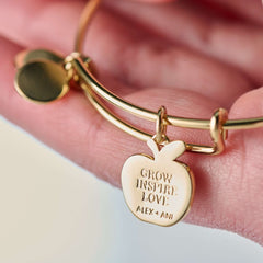 Teacher 'Grow, Inspire, Love' Apple Charm Bangle | Boutique In USA, Bracelets, $ 28.00, A Moment Of Now™
