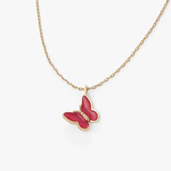 Pink Enamel Butterfly Necklace, Necklaces, $ 7.90, A Moment Of Now™