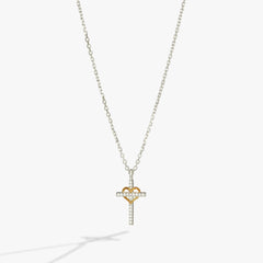 Cross And Heart Necklace, Sterling Silver, Necklaces, $ 98.00, A Moment Of Now™