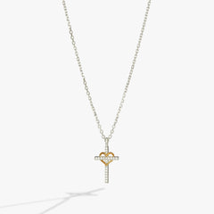 Cross And Heart Necklace, Sterling Silver | Boutique In USA, Necklaces, $ 98.00, A Moment Of Now™
