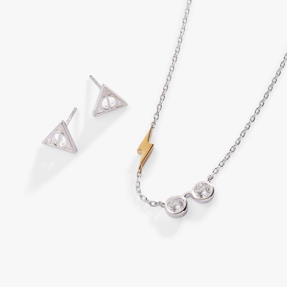 Harry Potter™ Glasses and Deathly Hallows Necklace and Earring Set, Sterling Silver | Boutique In USA, Necklaces, $ 78.00, A Moment Of Now™
