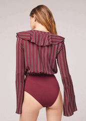 Audrey Striped Bodysuit | Boutique In USA, Bodysuits, $ 64.00, A Moment Of Now™