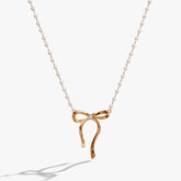 Bow Pearl Coquette Necklace | Boutique In USA, Necklaces, $ 48.00, A Moment Of Now™