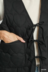 Chic Black Heart Quilted Tie-Front Vest Jacket, Vests Jackets, $ 55.00, A Moment Of Now™