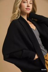 Black Open Front Cardigan with Versatile Front Pockets, , $ 45.00, A Moment Of Now™