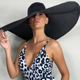 Black Oversized Beach Resort Wide Brim Hat