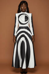Black White Abstract Print Dress