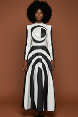 Black White Abstract Print Dress