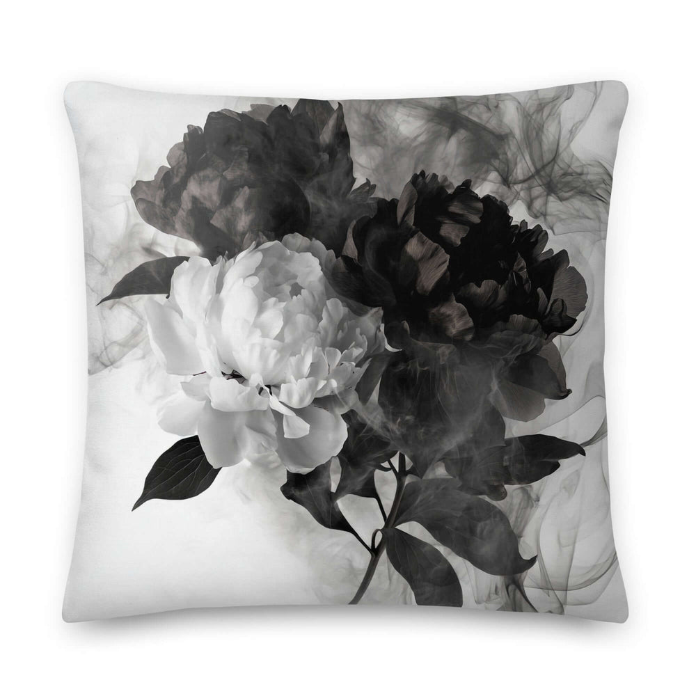 Black and White Smoky Peony Throw Pillow Cushion Cover + Insert | Boutique In USA, Throw Pillows, $ 55.00, A Moment Of Now™