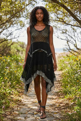 Black Texture Lace Ruffled Sleeveless Dress | POL, Dresses, $ 55.00, A Moment Of Now™