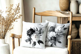 Black and White Smokey Peonies Throw Pillow Cushion, Throw Pillows, $ 55.00, A Moment Of Now™