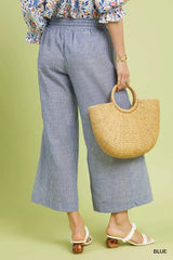 Blue Linen Blend Striped Wide Leg Pants - Stylish & Comfortable, Pants, $ 54.00, A Moment Of Now™