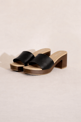 LAUREN-1 Slides Mules Heels - Black - Size 7.5