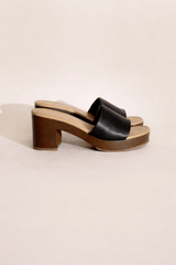 LAUREN-1 Slides Mules Heels - Black - Size 7.5