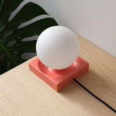 Cubic Dual-Use Ceramic Sconce & Table Lamp with Blown Glass Globe - Handmade in USA