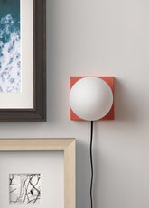 Cubic Dual-Use Ceramic Sconce & Table Lamp with Blown Glass Globe - Handmade in USA