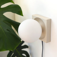 Cubic Dual-Use Ceramic Sconce & Table Lamp with Blown Glass Globe - Handmade in USA