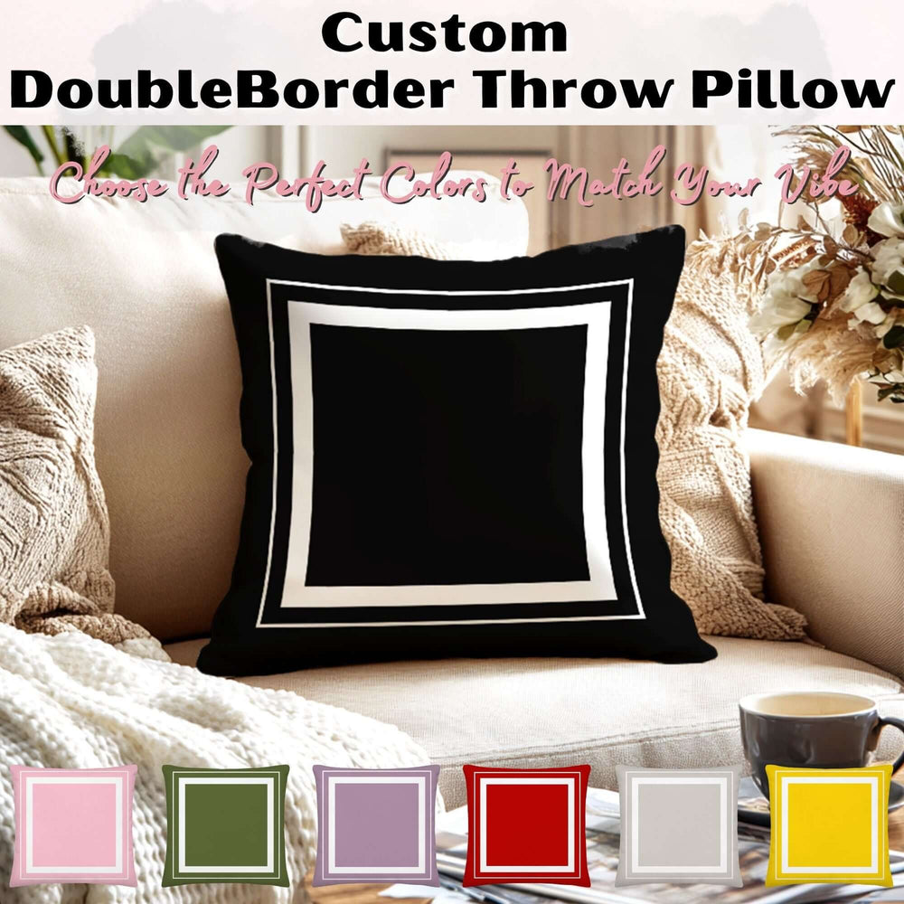 Custom Double Border Frame Decorative Throw Pillow Cushion | Boutique In USA, Throw Pillows, $ 55.00, A Moment Of Now™