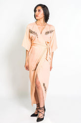 Beaded Peacock Feather Maxi Wrap in Blush | Boutique In USA, Dresses, $ 218.00, A Moment Of Now™